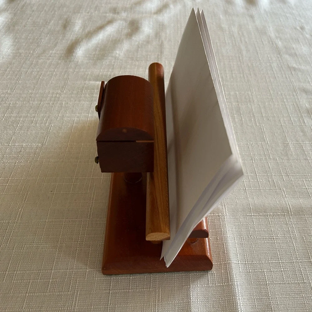 Vintage, Handcrafted Wooden mail and stamp holder